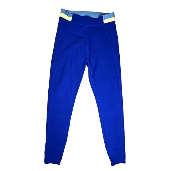 Wilo Ribbed Ankle Length Leggings Size Small Blue Nylon/Sandex Work out Wear - Picture 1 of 6